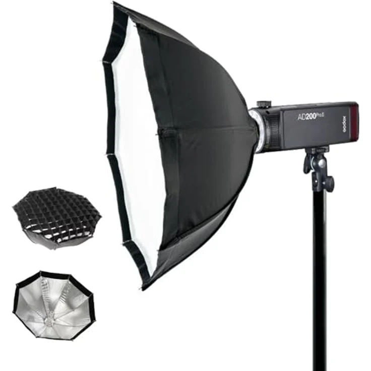 Godox AD-S7 Witstro multifunktionales 3-in-1 Softbox Set für Blitzgerät AD180-360 schwarz – Bild 4
