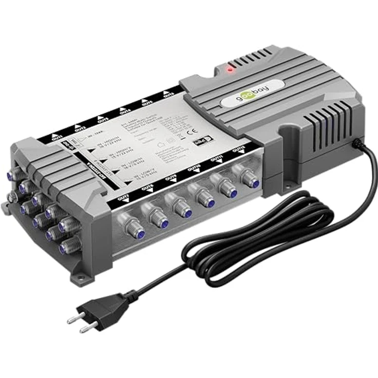 goobay 64881 Sat-Multischalter/Kompakt-Multischalter / 9 Eingänge / 12 Ausgänge / 4K, 8K UHD/DAB+ / für 12 Teilnehmer – Bild 1