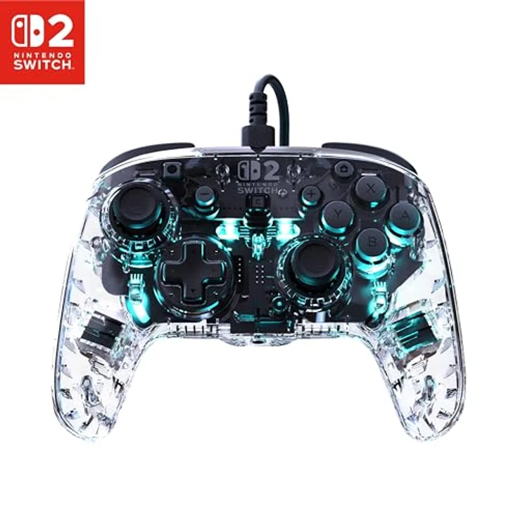 Turtle Beach Afterglow Transparent RGB Gaming-Controller, kabelgebunden, offiziell lizenziert für Nintendo Switch 2, anpassbare Beleuchtung und programmierbare Tasten – Bild 1