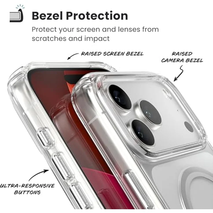 Speck Presidio Perfect Clear + MS für Apple iPhone 17 Pro Max, transparente Smartphone Hülle mit Microban, MagSafe-kompatibel, UV-Schutz, bis zu 4 m Fallhöhe – Bild 6