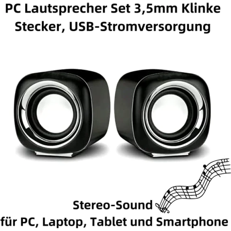 Bolwins F88DS USB Lautsprecher 6W - Tragbarer Mini-PC Lautsprecher mit Dynamischem Sound, USB-Stromversorgung, Schwarz – Bild 2