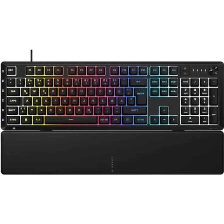 Corsair Skiff 100 Plus, Leise RGB Kabelgebundene Gaming-Tastatur mit 10-Zonen-RGB-Beleuchtung, IP53 Staub- und Spritzwasserschutz, Schwarz – Bild 1