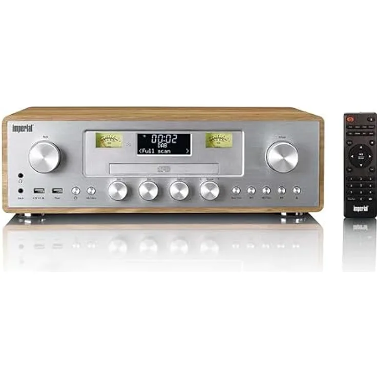 Imperial DABMAN 280CDWDSI, DAB+/FM Radio mit CD-Player, Bluetooth 5.4, Holzgehäuse in Silber/Braun, 30W RMS, integriertes Sicherheitswarnsystem, zwei Weckzeiten