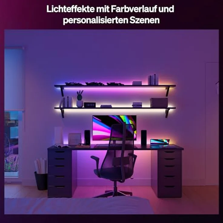 Philips Hue LED-Lightstrip Gradient Essential, 5 m RGBIC, 15,3 W, smarte LED-Beleuchtung mit Millionen Farben und Weißtönen – Bild 5
