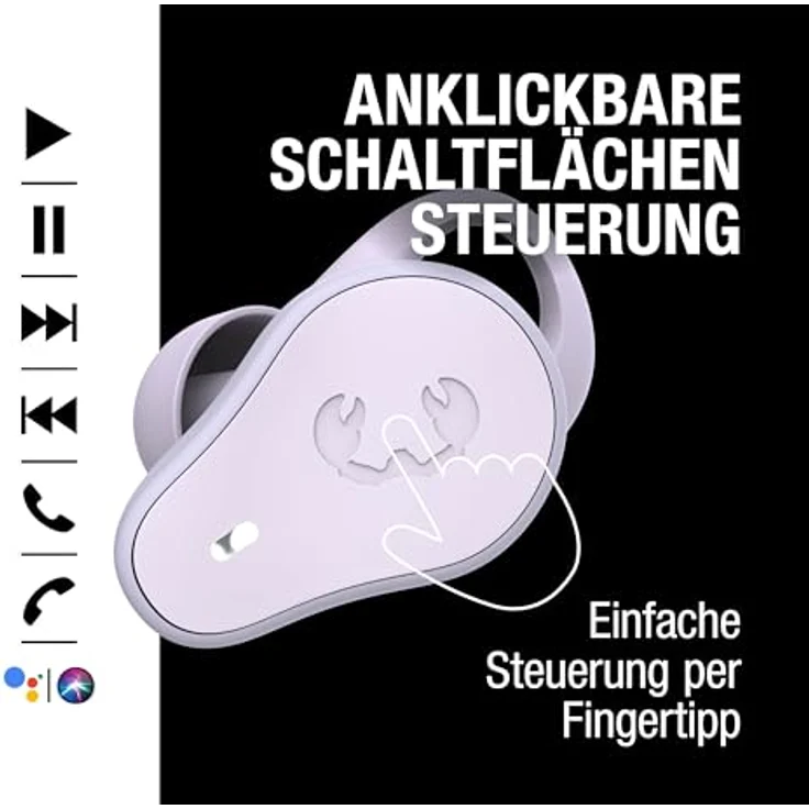 Fresh 'n Rebel Twins Move, kabellose In-Ear Bluetooth Sport Kopfhörer, Spritzwassergeschützt, Dual Master, Mit Mikrofon und klickbarer Taste und Lautstärkeregler, 30 Stunden Spielzeit (Dreamy Lilac) – Bild 4