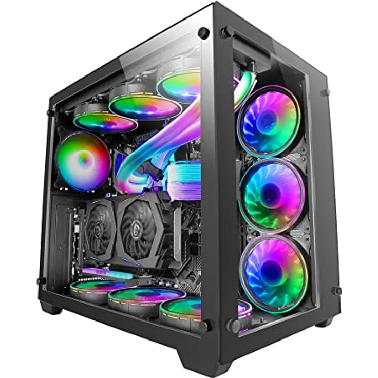 Mars Gaming MCV3 Schwarz, Custom XXL E-ATX Gaming Tower, Front und Seitenfenster Gehärtetem Glas, Dual Chamber Modular Frame – Bild 1