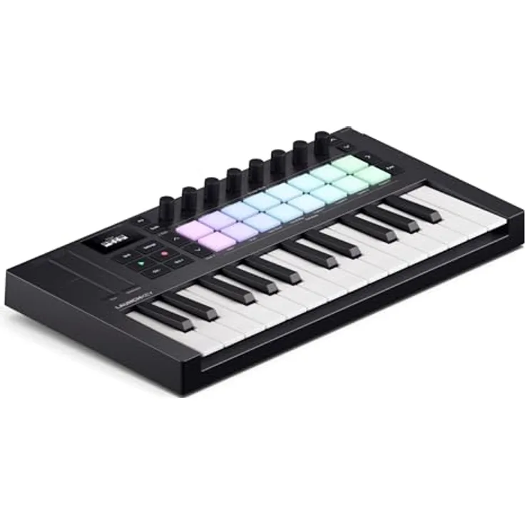 Novation Launchkey Mini 25 [MK4] - USB/MIDI-Controller-Keyboard mit 25 Minitasten, Drum-Pads und Arpeggiator, inklusive Music Creation Software-Bundle