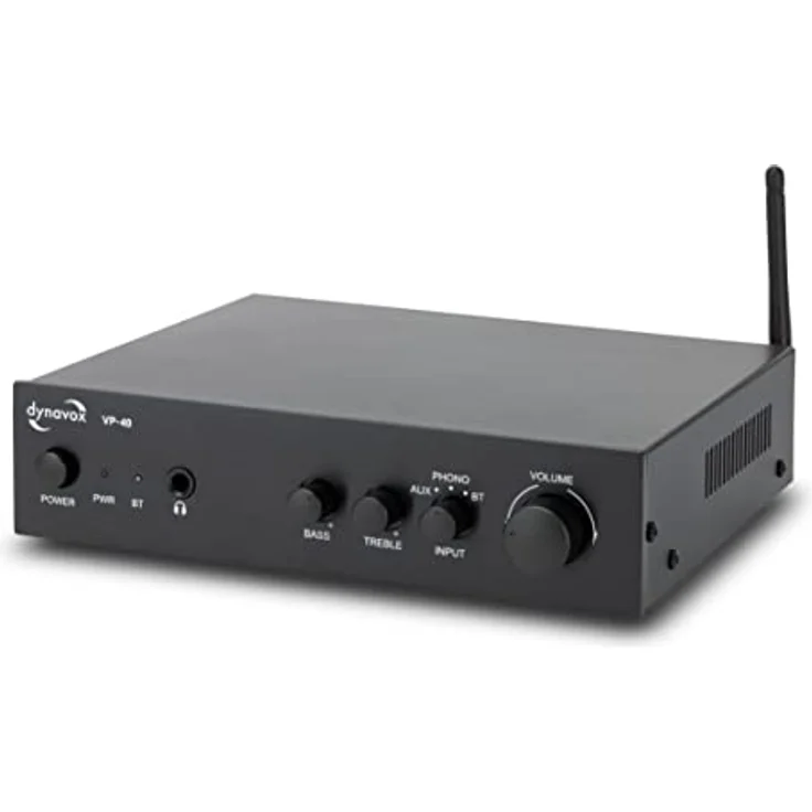 Dynavox VP-40 Stereo-Verstärker, kompakter HiFi-Verstärker mit Phono-Eingang für Plattenspieler, BT-Streaming, Bass-und Höhenregelung, Kopfhöreranschluss, schwarz – Bild 2