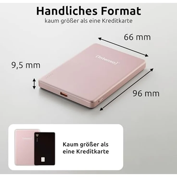 Intenso MW5000 Magnetische Powerbank 5000 mAh – MagSafe kompatibel, 15W Wireless Charging, USB-C PD 20W, kompakt in Rosé – Bild 5