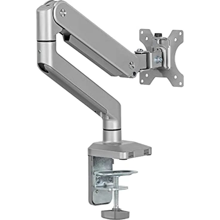 Ergo Office ER-447 1-Fach Monitorhalterung mit Gasfeder 17"-32" Doppelarm Tischhalterung Monitorarm Schwenkbar Neigbar Drehbar VESA 75x75 100x100 bis 10kg Aluminium – Bild 5