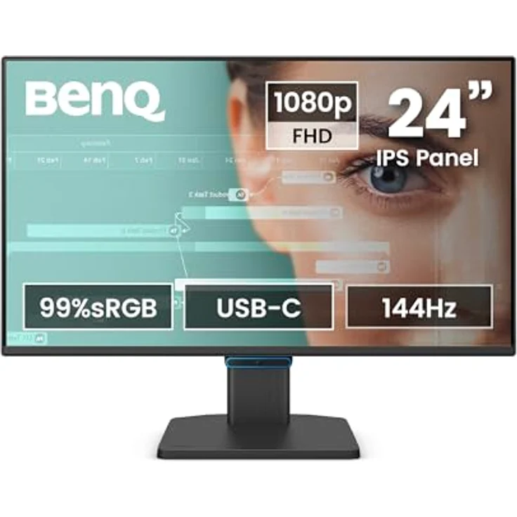 BenQ GW2490C, 23,8 Zoll 1080p FHD IPS Eye-Care-Monitor, 144 Hz, USB-C, flimmerfrei, Low Blue Light, ultraschmaler Rahmen, TÜV-zertifiziert – Bild 1