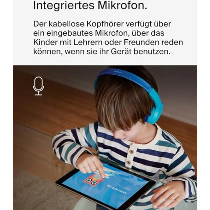 Belkin SoundForm Mini kabelloser Kinderkopfhörer mit Mikrofon, 30 Std. Wiedergabe, lustige Aufkleber - Blau – Bild 3