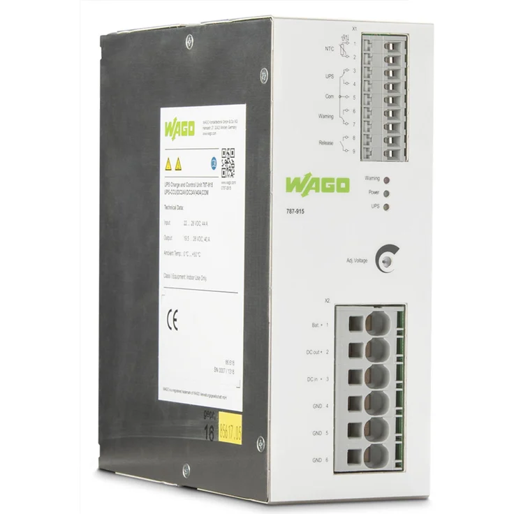Wago USV-Lade- und Kontrolleinheit, Online-Doppelwandler USV mit 24 V DC Eingang/Ausgang, Temperaturerfassung und Batterieinnenwiderstandsmessung
