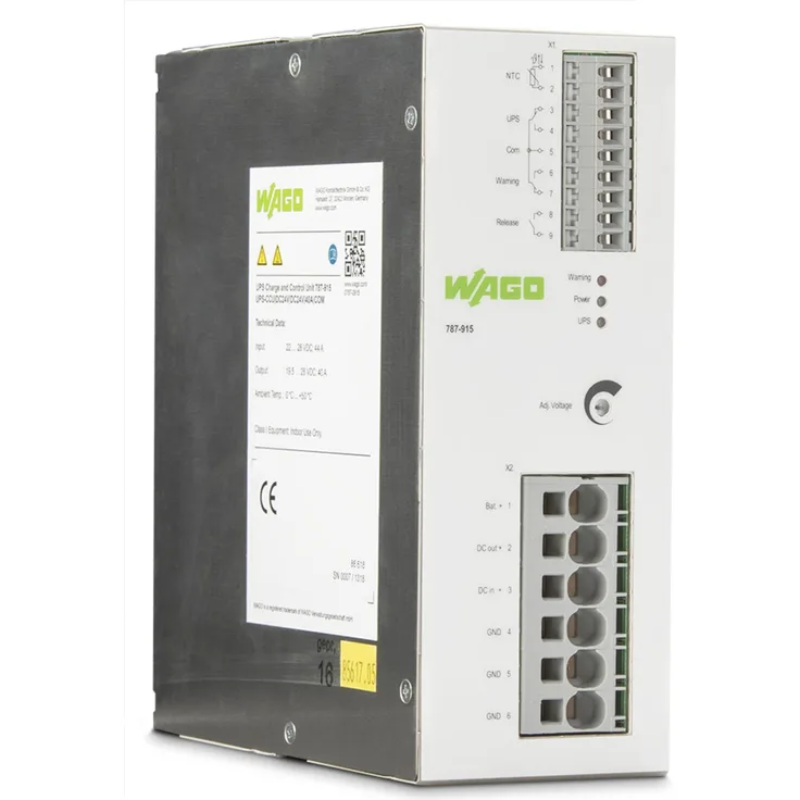 Wago USV-Lade- und Kontrolleinheit, Online-Doppelwandler USV mit 24 V DC Eingang/Ausgang, Temperaturerfassung und Batterieinnenwiderstandsmessung