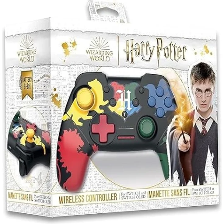 Trade Invaders Harry Potter Wireless Controller für Nintendo Switch, ergonomisches Design mit 4 Hogwarts-Häusern, Mehrfarbig – Bild 4