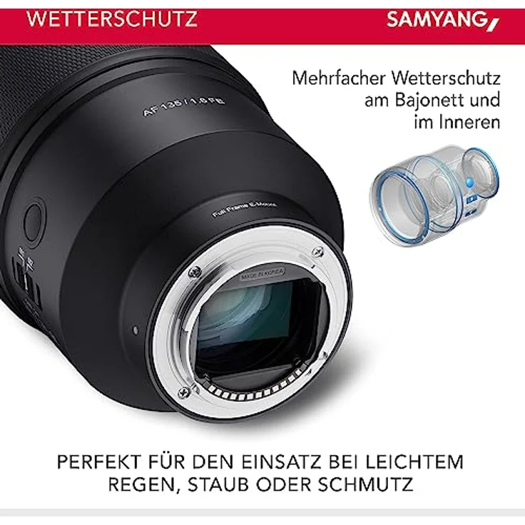 Samyang AF 135mm F1.8 FE für Sony E – Autofokus Vollformat & APS-C Teleobjektiv, lichtstarke Festbrennweite, Alu-Gehäuse Wetterschutz, für Sony A9 A7 A1 Alpha 6000 A7C II A7C R – Bild 4