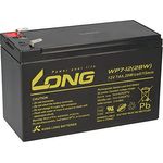 Akkuman.de 1x AGM 12V 7Ah Bleiakku Long WP7-12 28W VDs Akku Faston F2 6,3mm - VdS zertifiziert, perfekt für Sicherheitsanwendungen