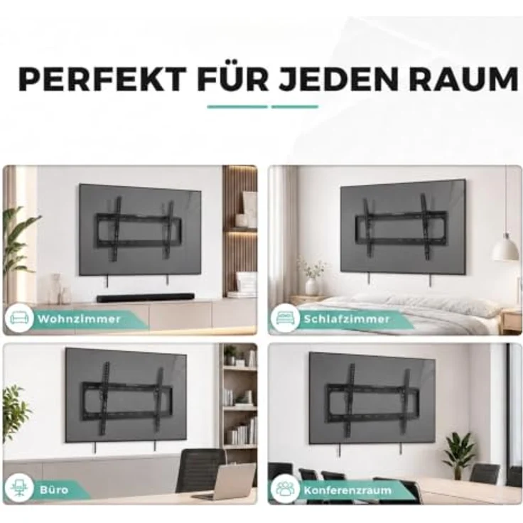 Profipatch TV Halterung Slim, für TVs 37-70 Zoll bis 60 kg Tragkraft, schwarze feste Montage – Bild 7