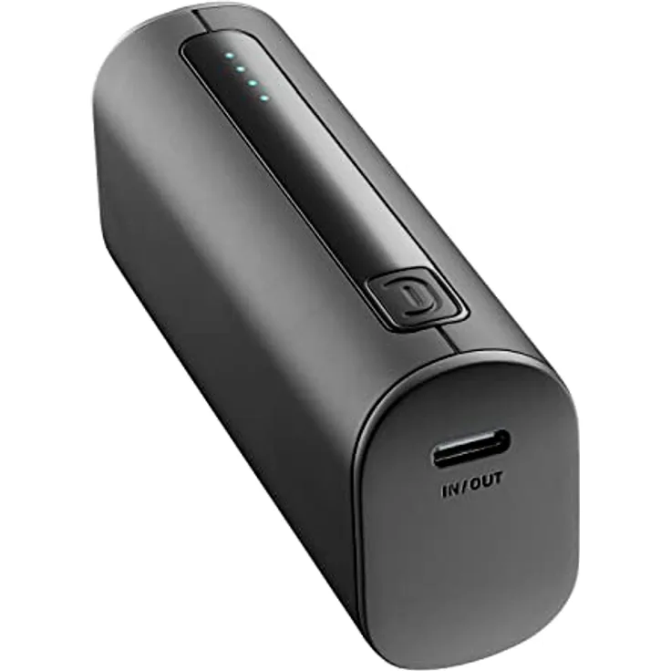 Cellularline | Power Bank Thunder 5000 | Extra kompaktes Ladegerät mit 12 W mit USB-C-Anschluss - Farbe Schwarz