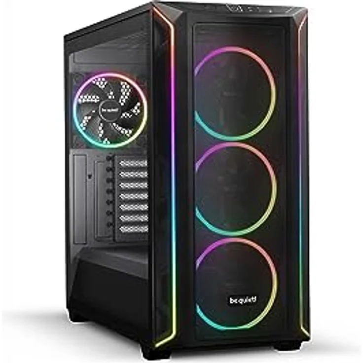 be quiet! Shadow Base 800 FX Black PC-Gehäuse, Light Wings 140mm PWM Lüfter, ARGB-Beleuchtung, USB 3.2 Gen. 2 Type C, maximaler Airflow, E-ATX Mainboard, 420mm Radiatoren, Glasseitenteil, BGW63 – Bild 1