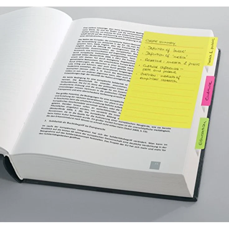 Sigel TAB MARKER NOTES, Haftnotizen Standard, farbsortiert, 42 Blatt aus recycelbarem Papier, wiederverwendbar – Bild 6