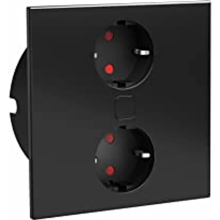 HPF Einbausteckdose Duplex-R mit USB C + A, elektrische Abdeckung, Edelstahl schwarz, ø 118 mm, 230V – Bild 1