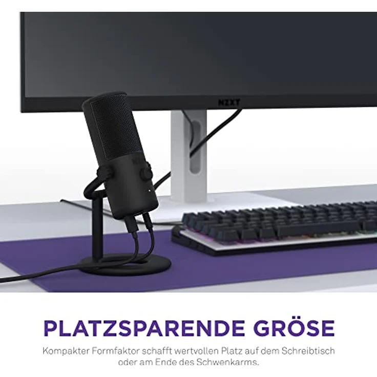 Nzxt Capsule Mini USB-Mikrofon - AP-WMMIC-B1 - Hohe Auflösung – Nierenförmige Richtcharakteristik – Ideal für Streaming, Content Creation und Podcasting – Integrierter Pop-Filter – Schwarz – Bild 4