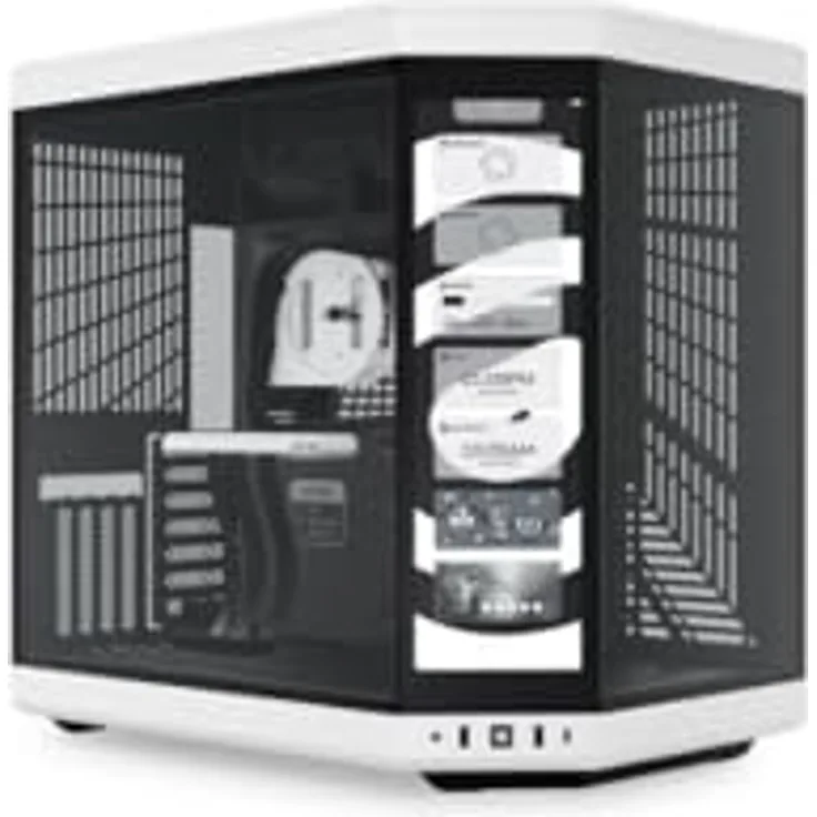 HYTE Y70 Mid Tower Gehäuse Weiß (E-ATX/ATX/M-ATX/M-ITX) - HYTE Dual Chamber Mid-Tower Case mit doppelter Platte aus gehärtetem Glas