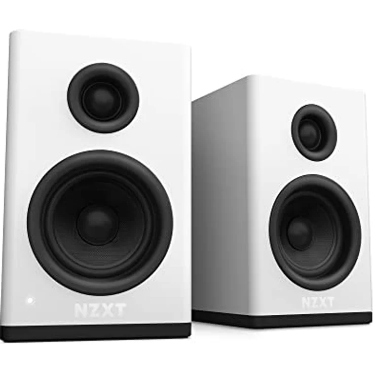 NZXT Relay PC-Gaming-Desktop-Lautsprecher – Full-Range-Sound – 80 Watt – Seidenkalotten-Hochtöner – Glasfaser-Tieftöner – Weiß – Bild 1