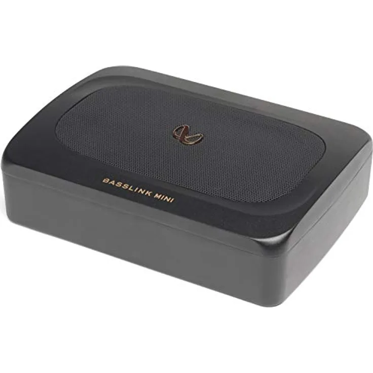 Infinity Basslink Mini, Powered 6x8 Untersitz-Subwoofer mit 100-W-Verstärker und Aluminium-Druckguss-Gehäuse, Titan