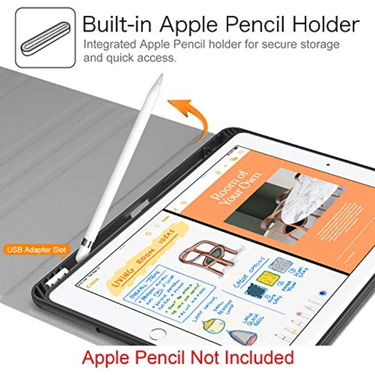 Fintie Tastatur Hülle für iPad 10.2 Zoll (9/8/ 7 Generation - 2021/2020/2019), Schutzhülle mit TPU Rückschale, Pencil Halter und magnetisch Abnehmbarer Tastatur mit QWERTZ Layout, Don't Touch, Schwarz – Bild 3