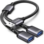 KiwiBird USB Splitter Y-Kabel 1 zu 2, Dual-Port Adapter für USB 2.0 mit 1,5 A Ladestrom und 60 MB/s Datendurchsatz, kompatibel mit PC, Laptop, Mac, PS5 – ideal für Tastaturen und Mäuse