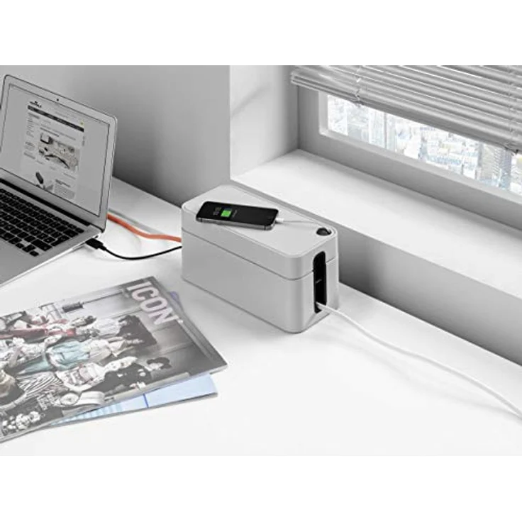 Durable 503510 Kabelbox Cavoline Box S (für 3-fach Steckdosenleiste, mit Gummifüßen, 246 x 116 x 128 mm (B x H x T)) hellgrau – Bild 2