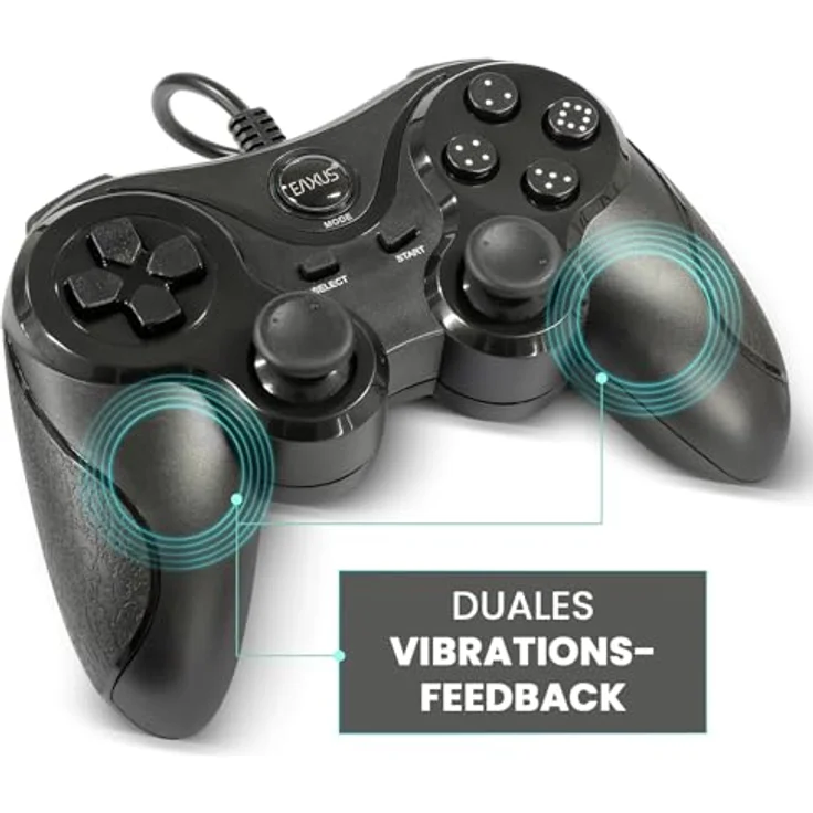 Eaxus Double Shock Controller für PS2, 2er Set Gamepad mit Vibration, schwarz – Bild 2