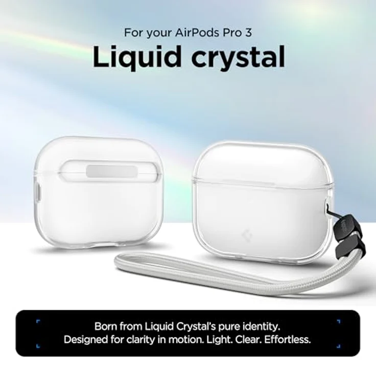 Spigen Liquid Crystal Hülle für AirPods Pro 3. Generation (2025), Kristallklar, TPU, mit Silberner Tragelasche und Vergilbungsfreier Softshell – Bild 2