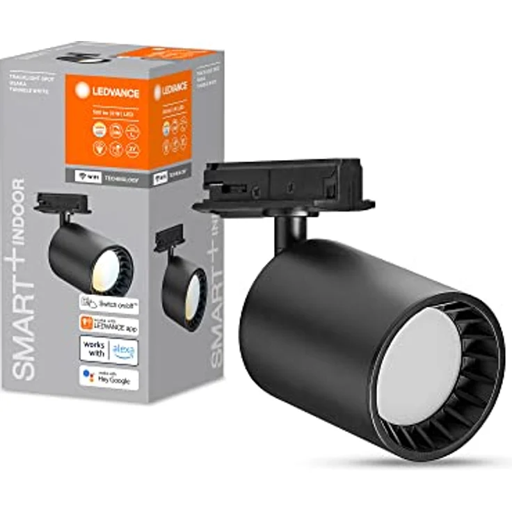 LEDVANCE SMART+ WiFi-Tracklight Schienensystem Leuchtenkopf, schwarz, 8W, 500lm, ausrichtbarer Leuchtenkopf, regulierbares Weißlicht (3000K-6500K), App-steuerbar, kompatibel mit Amazon, Google und Co. – Bild 1