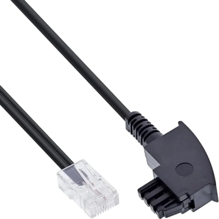 InLine 18520 TAE-F Kabel, Anschlusskabel TAE-F Stecker auf RJ45 8P2C, 20m, schwarz – Bild 1