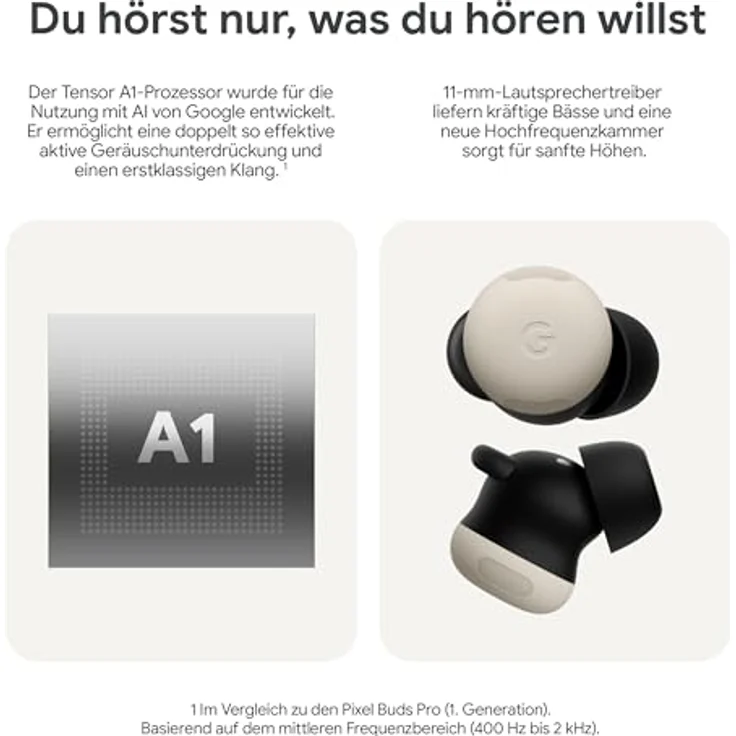 Google Pixel Buds Pro 2 – kabellose Kopfhörer mit aktiver Geräuschunterdrückung – Bluetooth-Kopfhörer – Porcelain – Bild 4