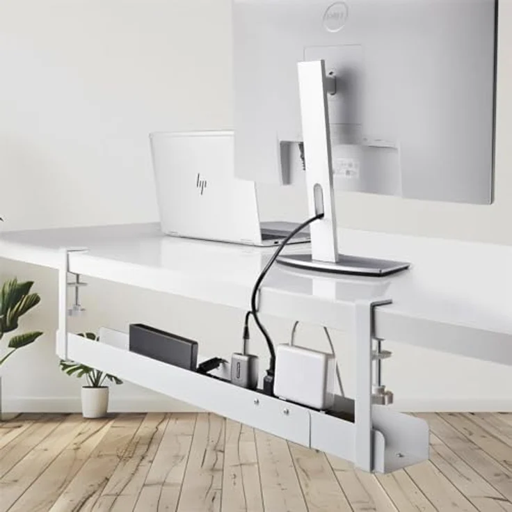 Startech.com Kabelkanal, unter Tisch montierbar, Weiß, 120 cm Länge, Kabelmanagementfach – Bild 7