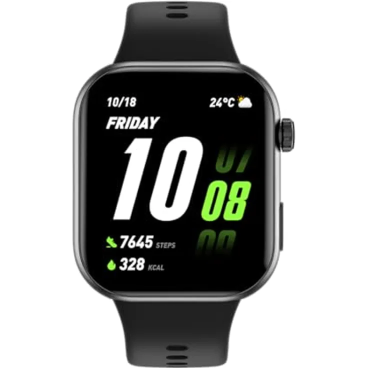 Honor Choice Watch 2i Black, Smartwatch mit AMOLED-Display, wasserdicht, Herzfrequenz- und Blutsauerstoff-Sensor, SOS-Alarmfunktion