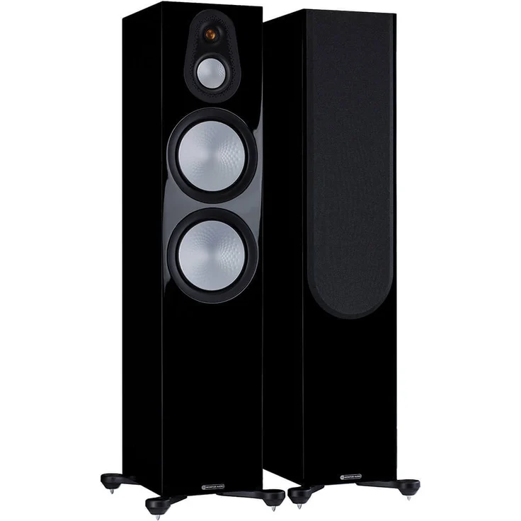 Monitor Audio Silver 500 7G, Standlautsprecher mit 2 x 8" C-CAM-Tieftöner, Lack Schwarz Hochglanz, 3-Wege-Design