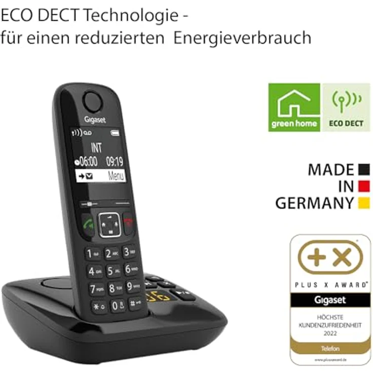 Gigaset AS690A Trio Festnetz-/Schnurlostelefon mit Anrufbeantworter (DECT-Telefon mit 3 Mobilteilen, Freisprechfunktion, großes Display, große Tasten) schwarz - Preisvergleich – Bild 5