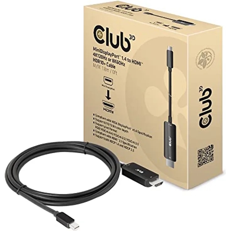 Club 3D CAC-1187 MiniDisplayPort™ 1.4 auf HDMI™ 4K120Hz oder 8K60Hz HDR10+ Kabel 1,8m St./St. - Preisvergleich