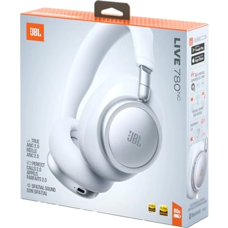 JBL LIVE 780NC, Over-ear Kopfhörer mit Adaptive Noise Cancelling und 80 Stunden Akkulaufzeit, Bluetooth White – Bild 9