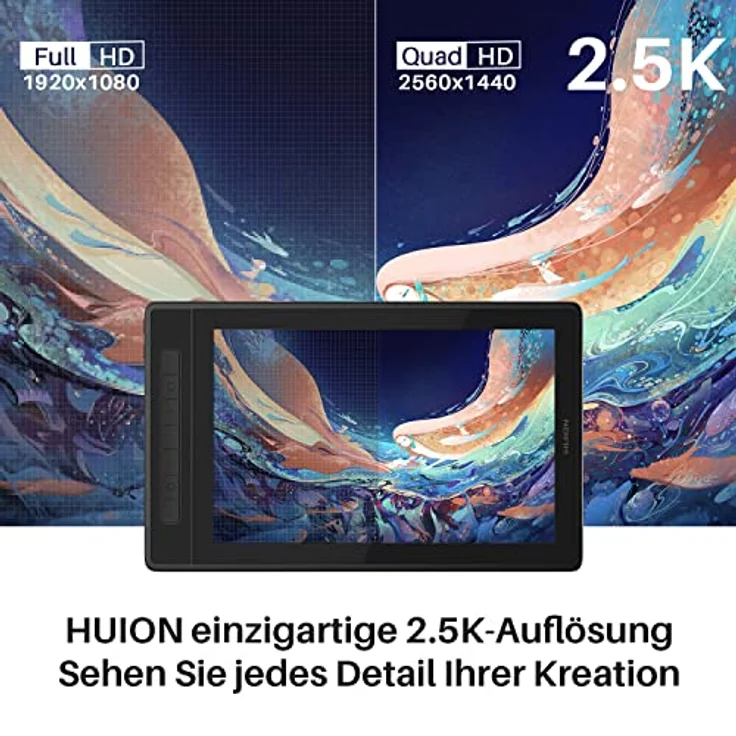 HUION Kamvas Pro 13 2.5K Grafiktablett mit Display, 13,3 Zoll Drawing Tablet, Digital Zeichentablett mit verstellbarem Ständer, ideal für Heimarbeit und Fernunterricht, schwarz – Bild 3