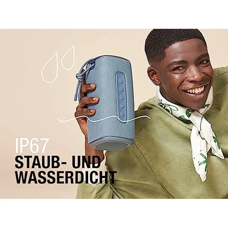Fresh 'n Rebel Bold L2, kabelloser Bluetooth-Lautsprecher, IPX7 wasserdichter Lautsprecher mit klarem Sound, tiefen Bässen und kräftiger Lautstärke, Party-Modus, 22 Stunden Spielzeit (Dive Blue) – Bild 5