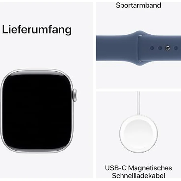 Apple Watch Series 10, 46 mm, GPS + Cellular, Aluminiumgehäuse Silber, Sportarmband Denim, M/L – Bild 6