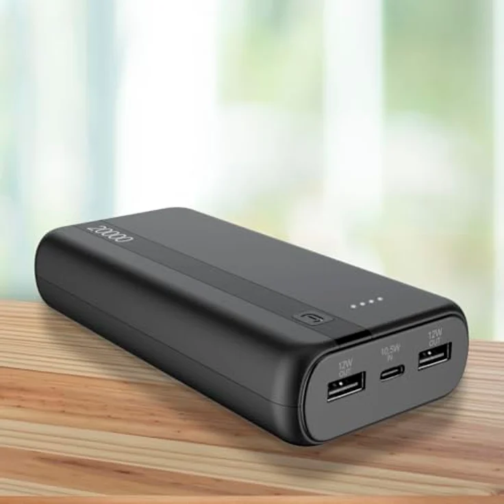 Cellularline Power Bank 20000 - 20.000mAh Kapazität, USB-C 10.5W Input, USB 12W Output, Li-Ion Battery, Helle LEDs, Schwarz – Bild 2