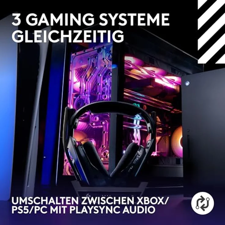 Logitech G Astro A50 LIGHTSPEED kabellose Gaming-Headset + Basisstation (Gen 5), PRO-G GRAPHENE, 3-System-Umschaltung, USB-C, Bluetooth - Schwarz – Bild 2