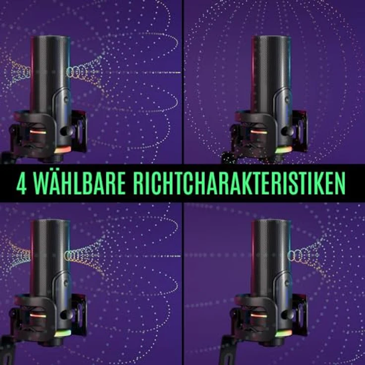 Streamplify MIC PRO, Kondensatormikrofon mit 192 KHz/24-Bit Sampling-Rate, 4 einstellbare Richtcharakteristika, RGB-Beleuchtung, inkl. Tischstativ – Bild 6